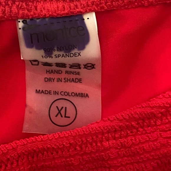 New! Montce BOTTOMS Crimson Micro Scrunch Lulu Swim Bikini Bottom 24833 - Picture 3 of 6